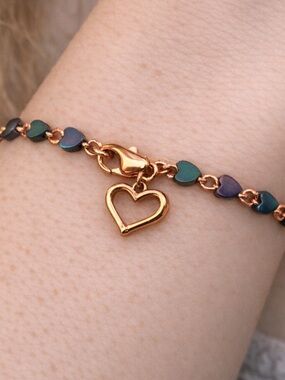 Homemade Iridescent Heart Charm Bracelet
